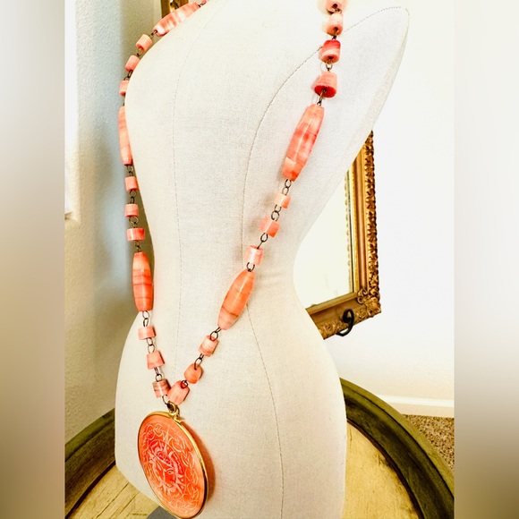 Vintage Carved Aztec Medallion Necklace - Picture 5 of 13